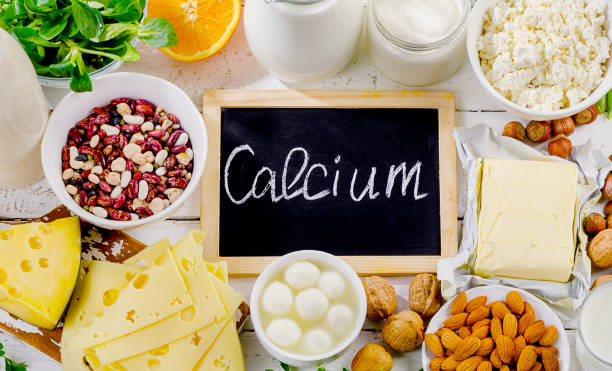 Products rich in calcium. Healthy food. Flat lay
